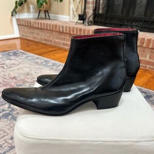 Jeffery West Men's Zip Chelsea Leather Boots, Black, Men’s 7.5/8